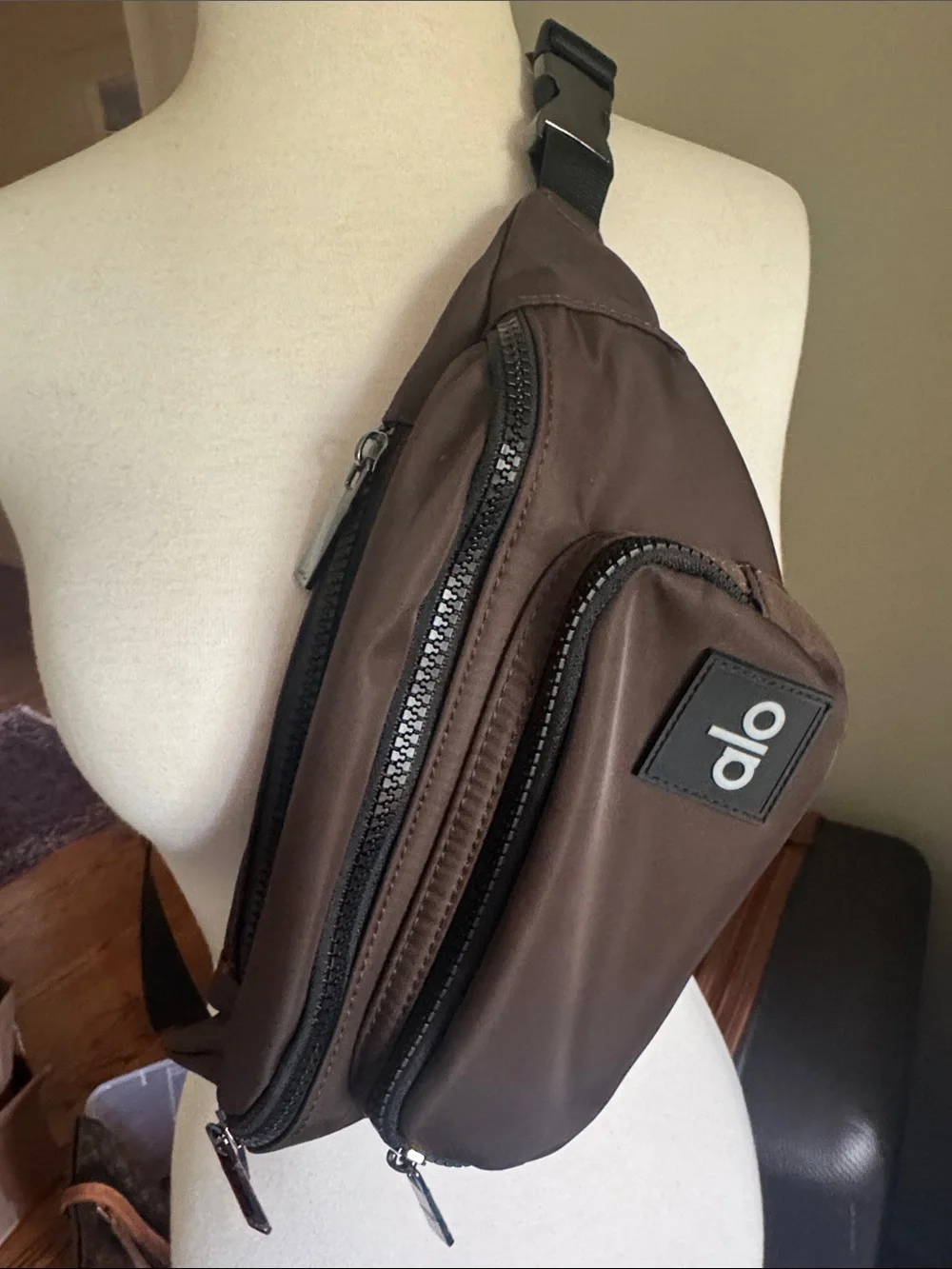 ALO Yoga Brown Nylon Sling Belt Bag
